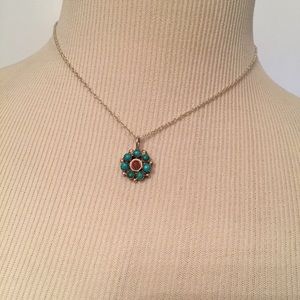 🌺 NECKLACE VINTAGE FLOWER PENDANT STERLING CHAIN